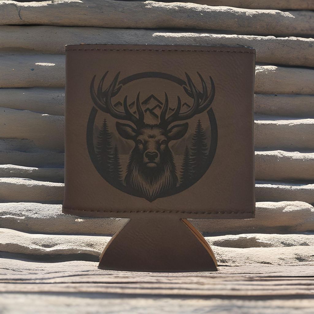 ELK AND PINES Leatherette Koozie