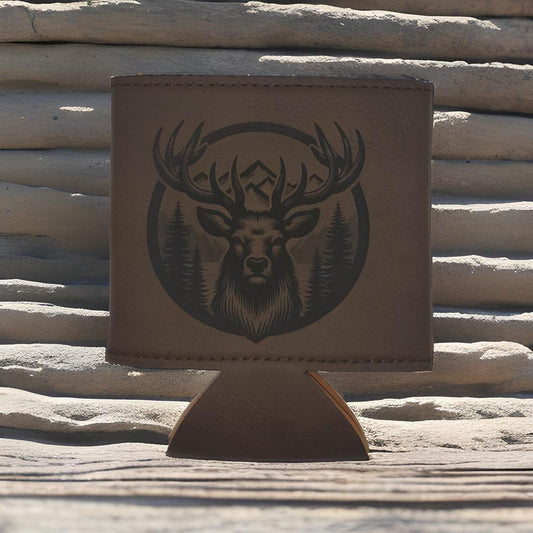 ELK AND PINES Leatherette Koozie