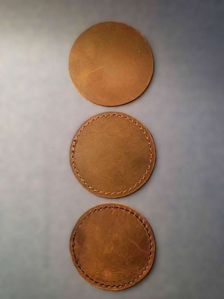 CRAZY HORSE LEATHER PATCHES ROUND